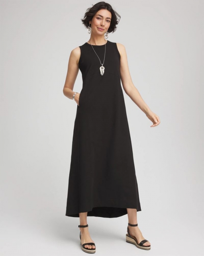 Chicos Sleeveless Midi Tank Dress - BLACK
