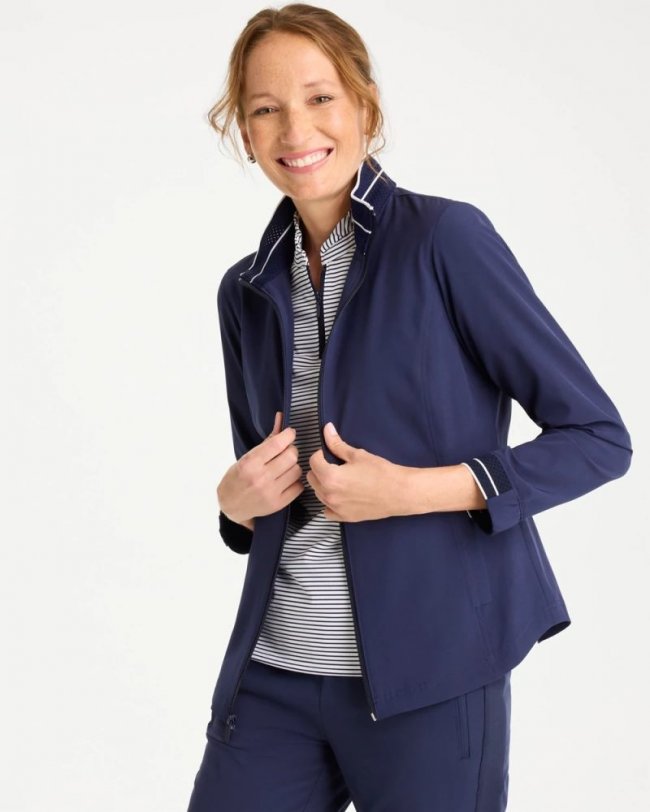 Chicos Zenergy® UPF Mesh Trim Jacket - PASSPORT BLUE Chicos Zenergy® UPF Mesh Trim Jacket - PASSPORT BLUE