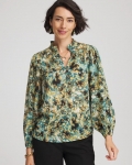Chicos Crinkle Relaxed-Fit Blouse - DARKEST SPRUCE
