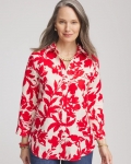 Chicos No Iron Floral Linen Shirt - RED GLOW Chicos No Iron Floral Linen Shirt - RED GLOW