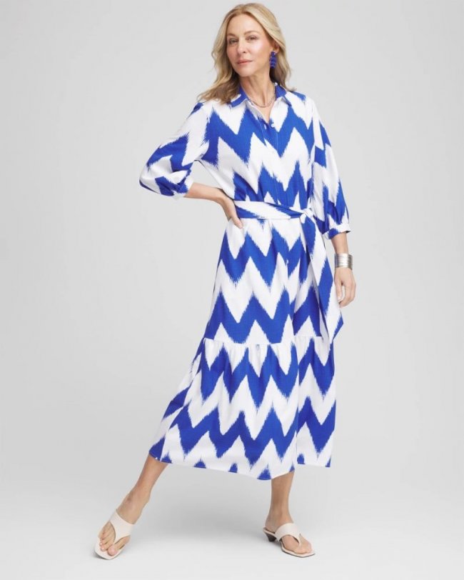 Chicos Chevron Striped Shirtdress - ALABASTER