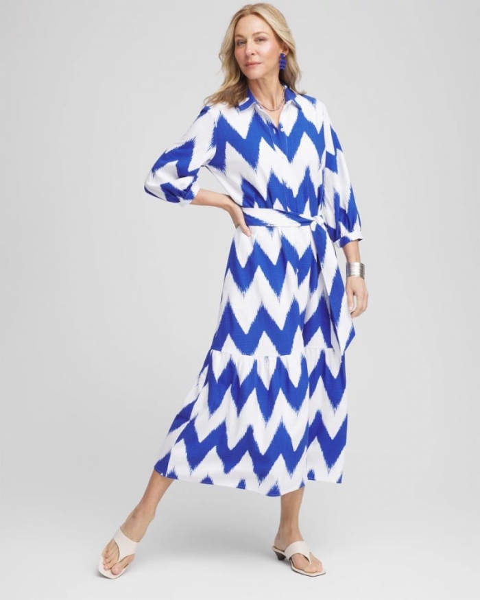 Chicos Chevron Striped Shirtdress - ALABASTER