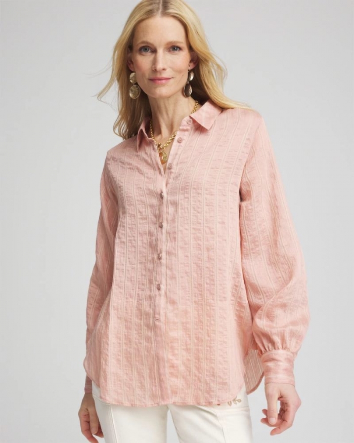 Chicos Classic Soft Button-front Blouse - FRENCH BLUSH