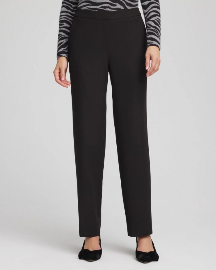 Chicos Textured Straight Tapered Ankle Pants - BLACK