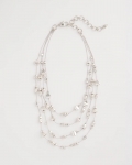 Chicos Silvertone Nugget Illusion Necklace - SILVER Chicos Silvertone Nugget Illusion Necklace - SILVER