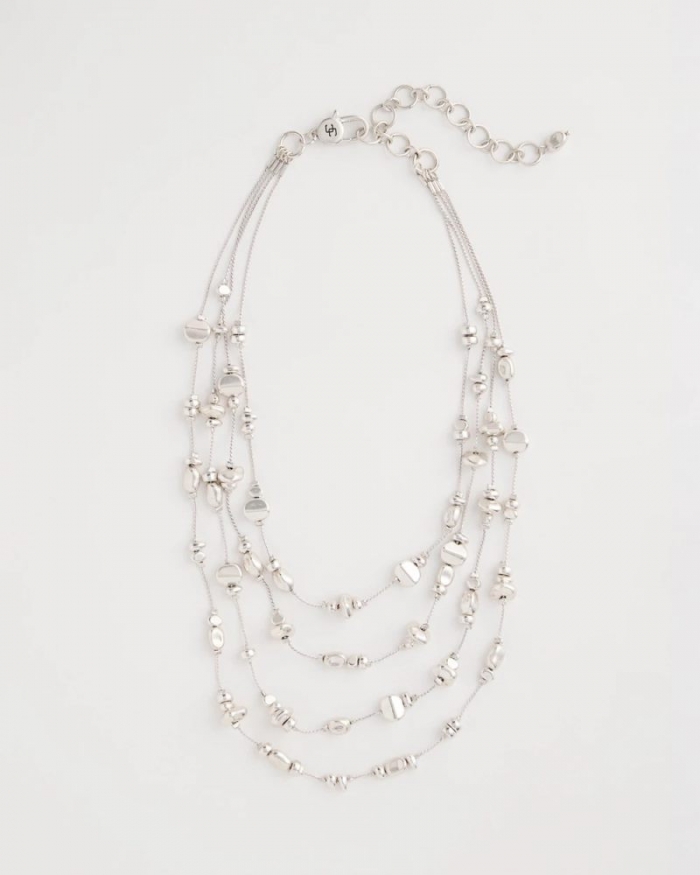 Chicos Silvertone Nugget Illusion Necklace - SILVER