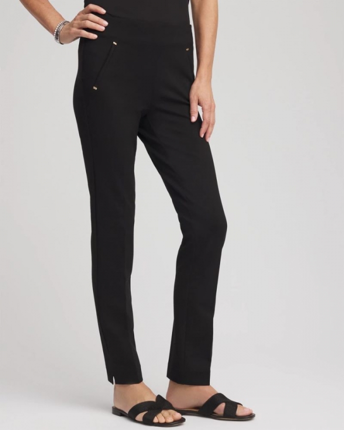 Chicos Juliet Slim Trim Detail Ankle Pants - BLACK