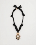 Chicos Tiger Pendant Necklace - BLACK/GOLD