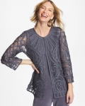 Chicos Travelers™ Short Embroidered Lace Jacket - SOFT SLATE