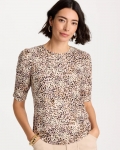 Chicos Touch of Cool™ Animal Print Shirred Tee - CATTAIL BROWN