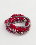 Chicos Red Stretch Set of Five Beaded Bracelets - RED Chicos Red Stretch Set of Five Beaded Bracelets - RED