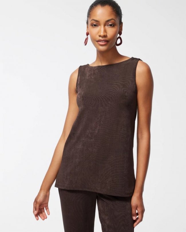 Chicos Travelers™ Classic Side-Slit Tank - COCOA BEAN