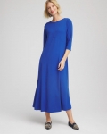 Chicos Seamed Crepe Maxi Dress - COBALT STONE Chicos Seamed Crepe Maxi Dress - COBALT STONE