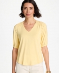 Chicos Shirred Elbow Sleeve Tee - GOLDEN HAZE Chicos Shirred Elbow Sleeve Tee - GOLDEN HAZE