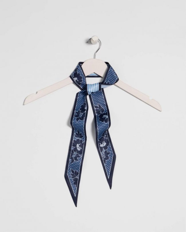 Chicos Ikebana Printed Skinny Scarf - PASSPORT BLUE Chicos Ikebana Printed Skinny Scarf - PASSPORT BLUE