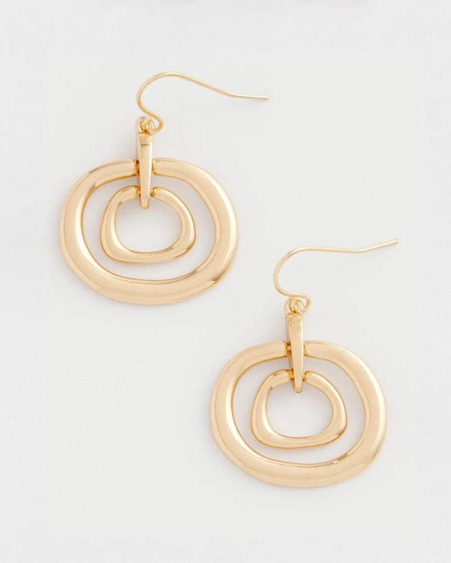 Chicos Gold Tone Drop Pendant Earrings - GOLD