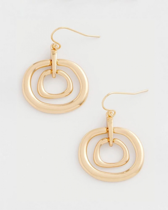 Chicos Gold Tone Drop Pendant Earrings - GOLD