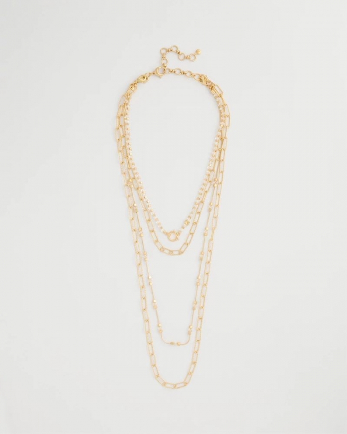 Chicos Sea Foam Multi-Strand Convertible Necklace - GOLD