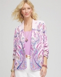Chicos Ruched Sleeve Paisley Blazer - LAVENDER SKIES Chicos Ruched Sleeve Paisley Blazer - LAVENDER SKIES