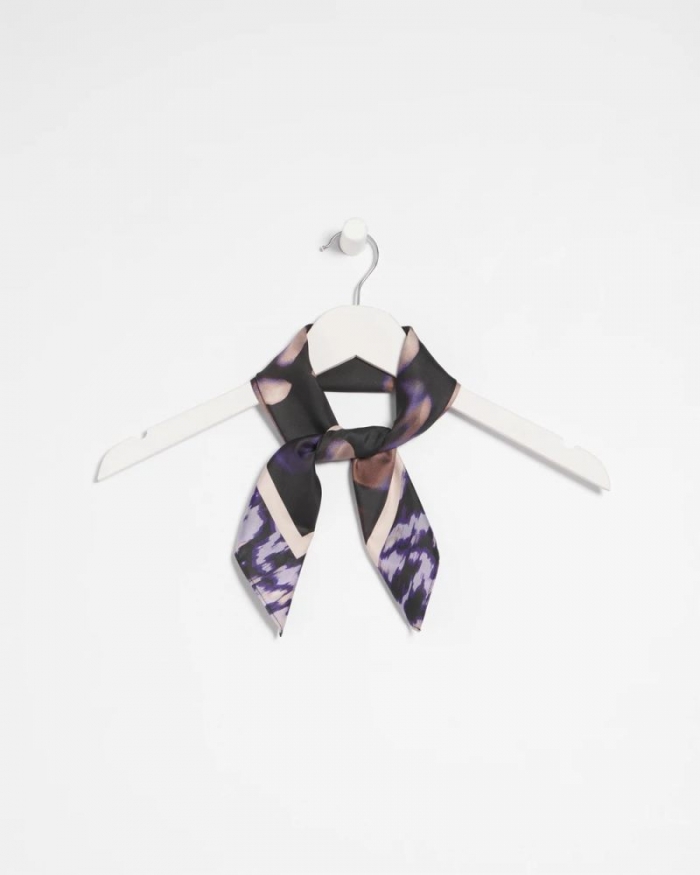 Chicos Fjord Flora Square Neckerchief Scarf - BLACK