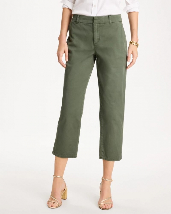 Chicos Relaxed Boyfriend Chino Crop Pants - KELP FOREST