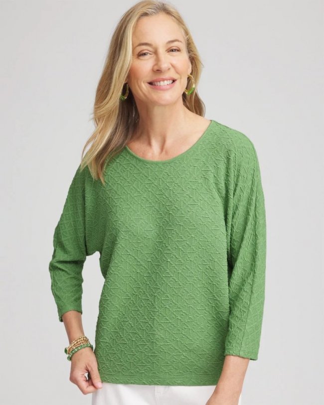 Chicos Textured Wedge Top - SALTED LIME Chicos Textured Wedge Top - SALTED LIME