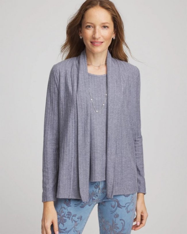 Chicos Cozy Cardigan - PASSPORT BLUE