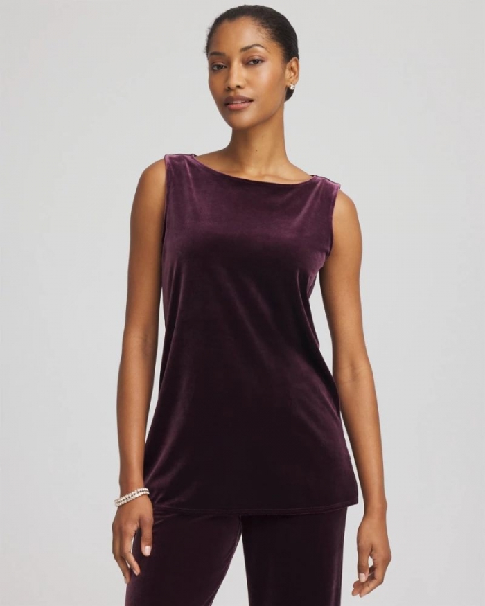 Chicos Travelers™ Velvet Side-Slit Tank - NIGHT BLOOM
