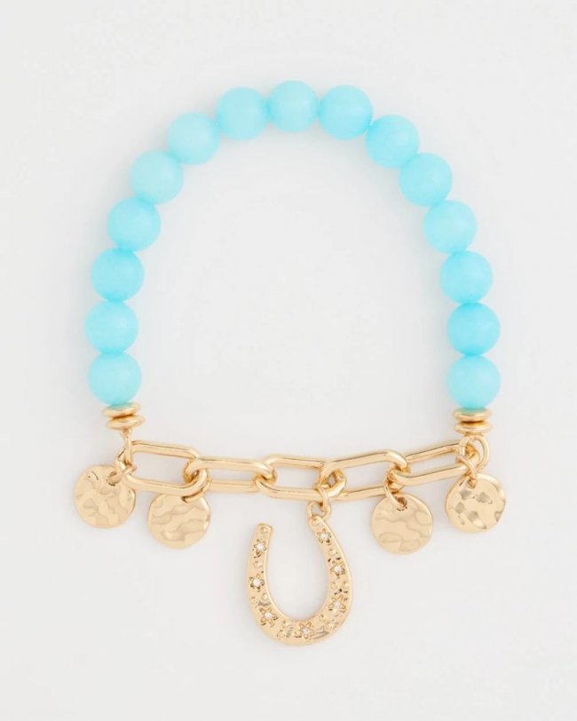Chicos Jade Stone Link Charm Bracelet - LIGHT BLUE Chicos Jade Stone Link Charm Bracelet - LIGHT BLUE