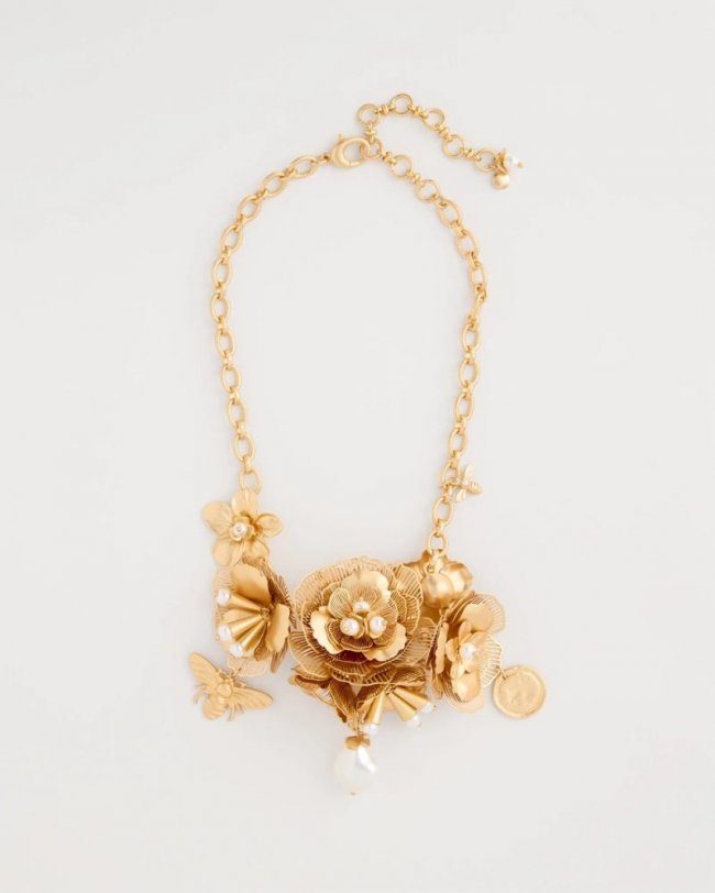 Chicos Chico’s Originals Filigree Flower Bib Necklace - GOLD