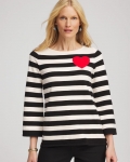 Chicos Striped V-Day Pullover - ENGLISH CREAM