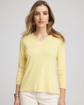 Chicos Short Pima 3/4 Sleeve Tee - GOLDEN CHAMOIS