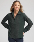 Chicos Lace Cotton Voile Shirt - DARKEST SPRUCE