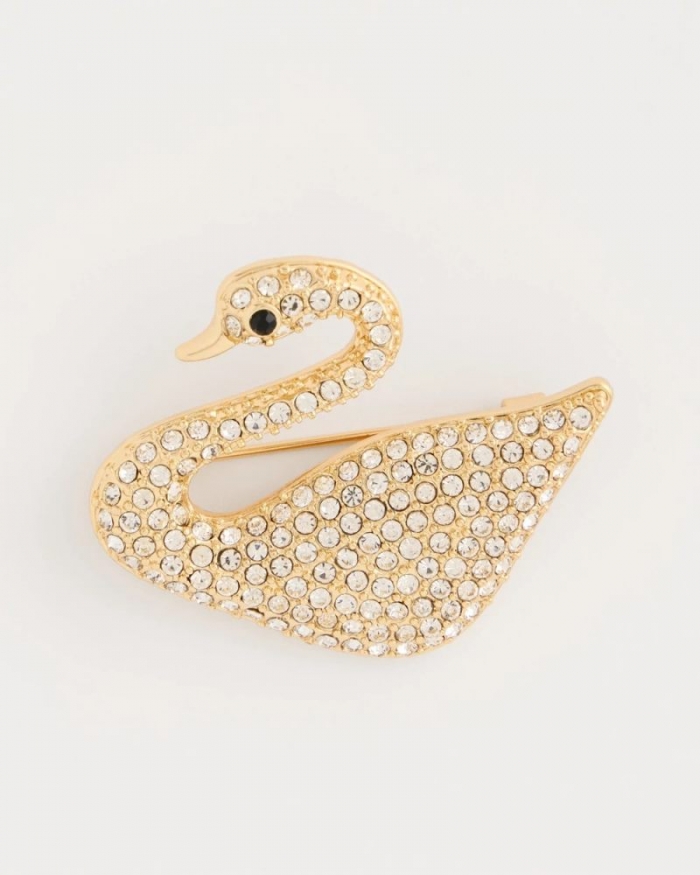 Chicos Sparkling Swan Brooch - GOLD