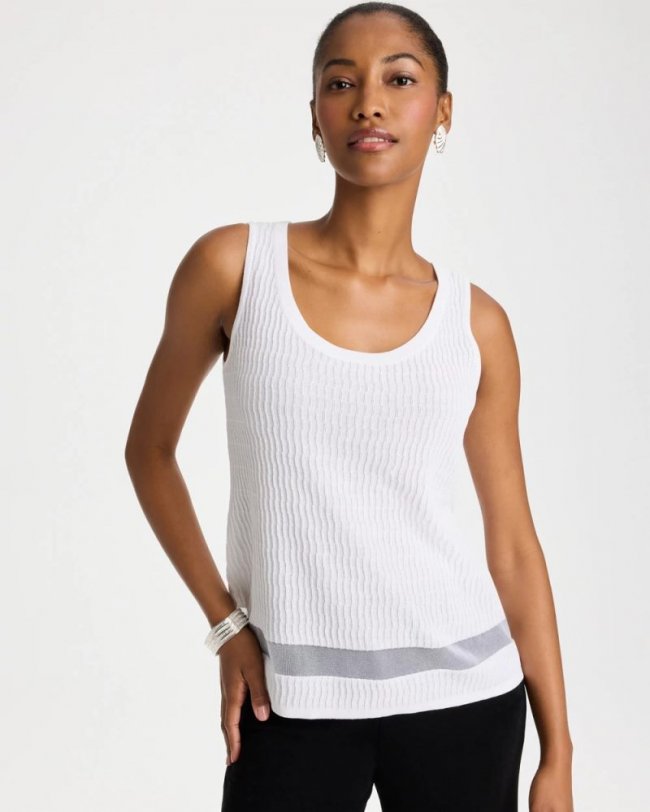 Chicos Travelers™ Sheer Stripe Tank - TRAVELERS WINTER DRIFT