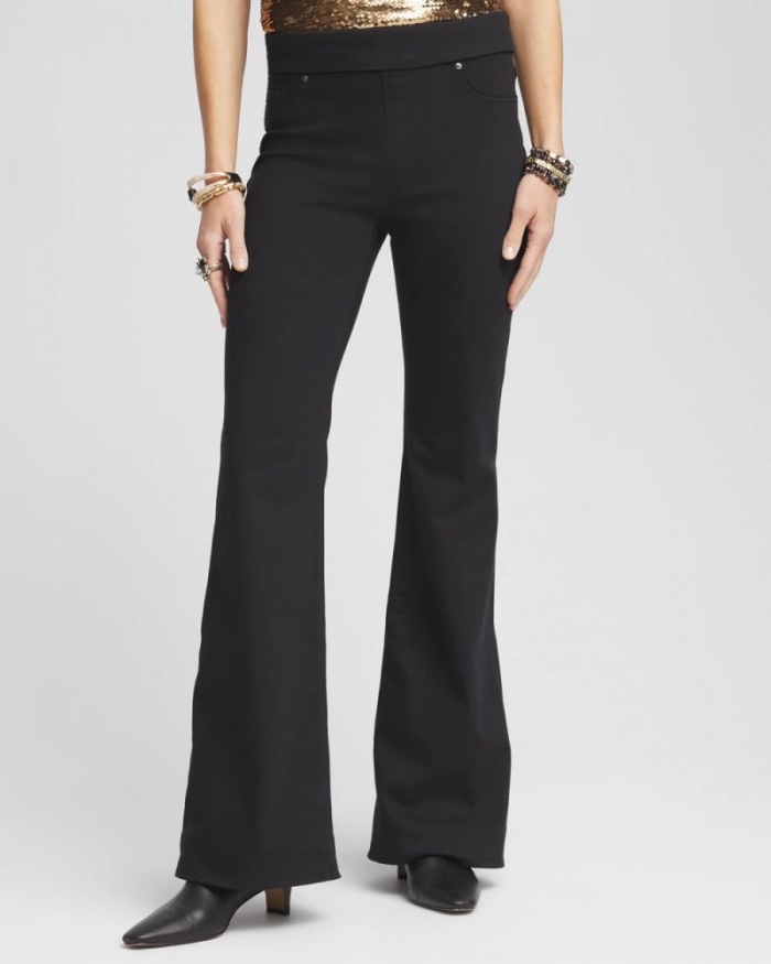 Chicos Pull On Flare Jeggings - BLACK