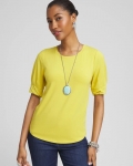 Chicos Touch of Cool™ Pleated Roll Cuff Tee - CITRON YELLOW