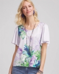 Chicos Flutter Sleeve Satin Top - VIOLET Chicos Flutter Sleeve Satin Top - VIOLET