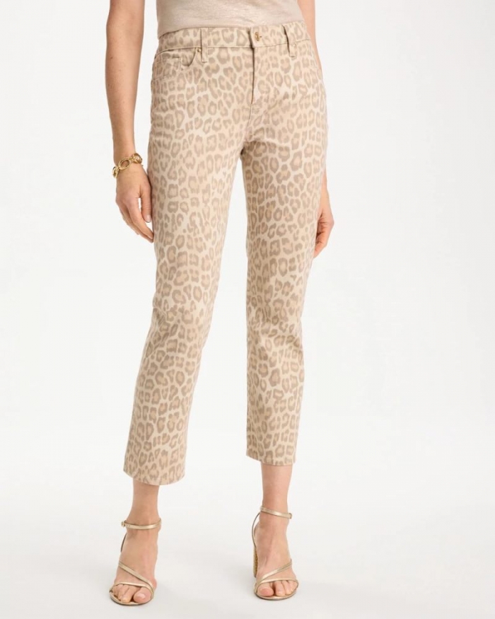 Chicos Animal Print Girlfriend Slim Cropped Jeans - CLASSIC ANIMAL