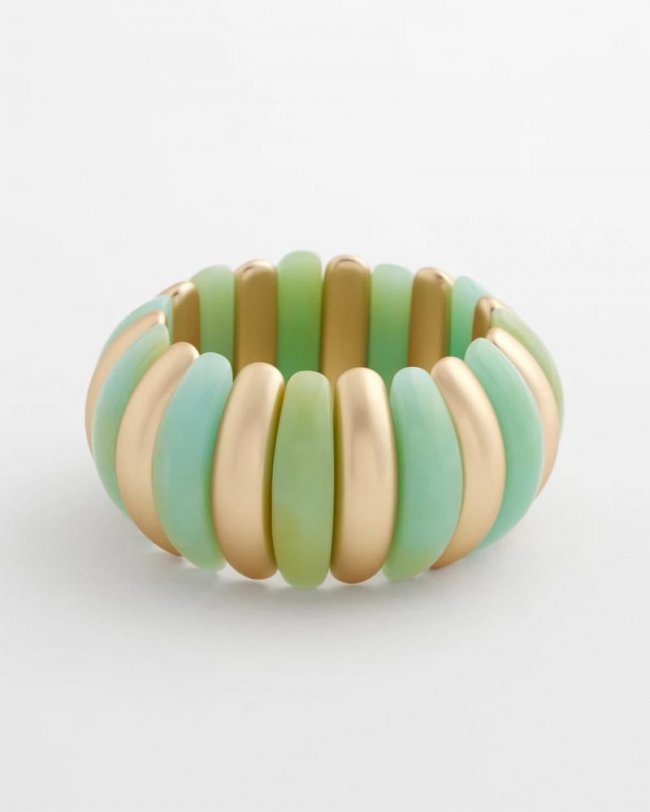 Chicos Aqua and Gold Stretch Bracelet - AQUA