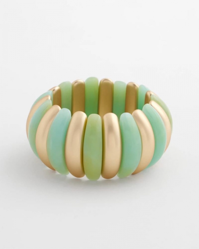 Chicos Aqua and Gold Stretch Bracelet - AQUA