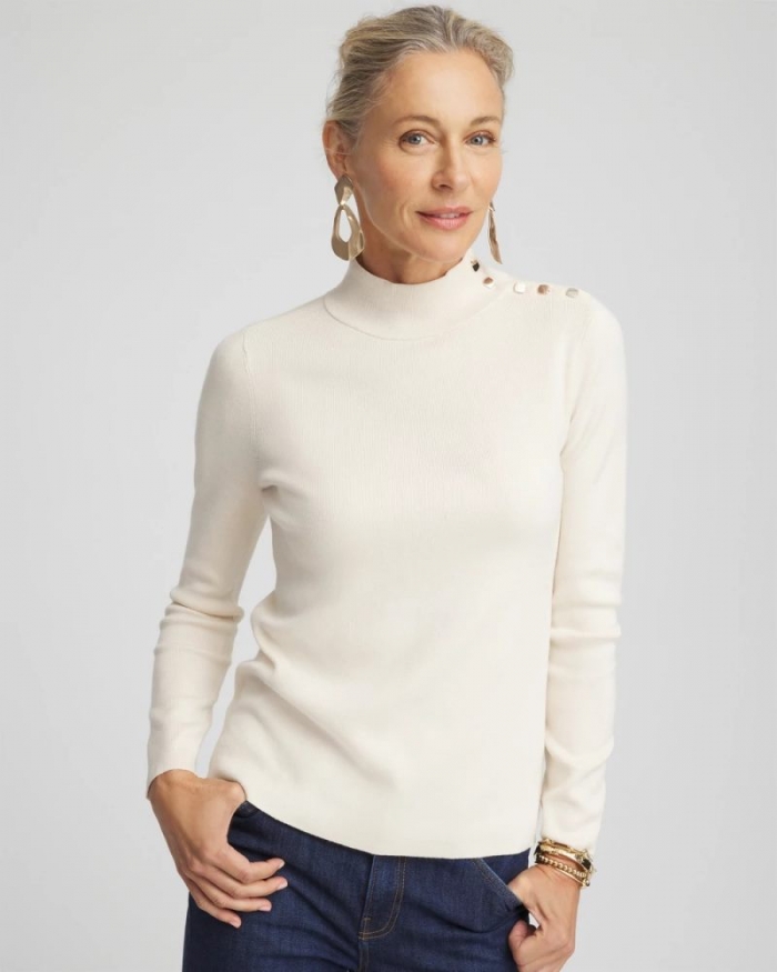Chicos Ella Mockneck Sweater - ENGLISH CREAM