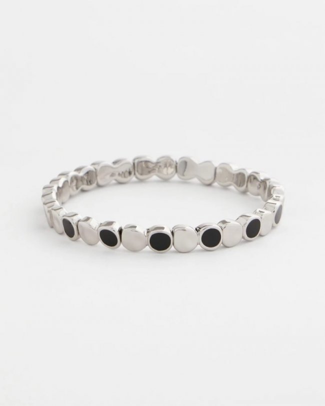 Chicos Black Mini Circle Stretch Bracelet - BLACK