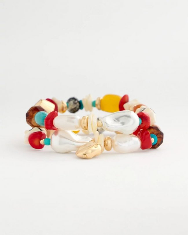 Chicos Set of Two Pearl Beaded Stretch Bracelets - MULTI Chicos Set of Two Pearl Beaded Stretch Bracelets - MULTI