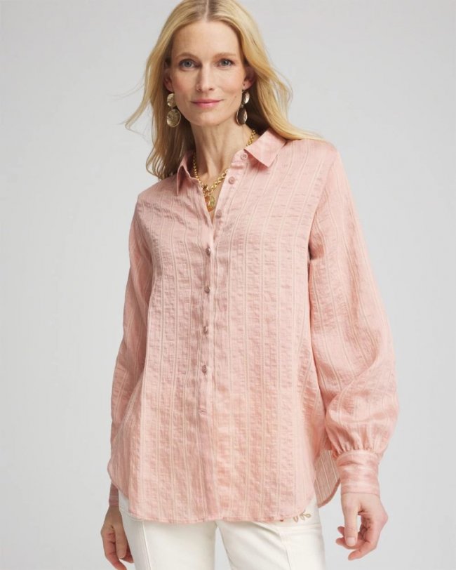 Chicos Classic Soft Button-front Blouse - FRENCH BLUSH