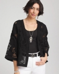 Chicos Cutwork Crochet-Lace Short Kimono - BLACK Chicos Cutwork Crochet-Lace Short Kimono - BLACK