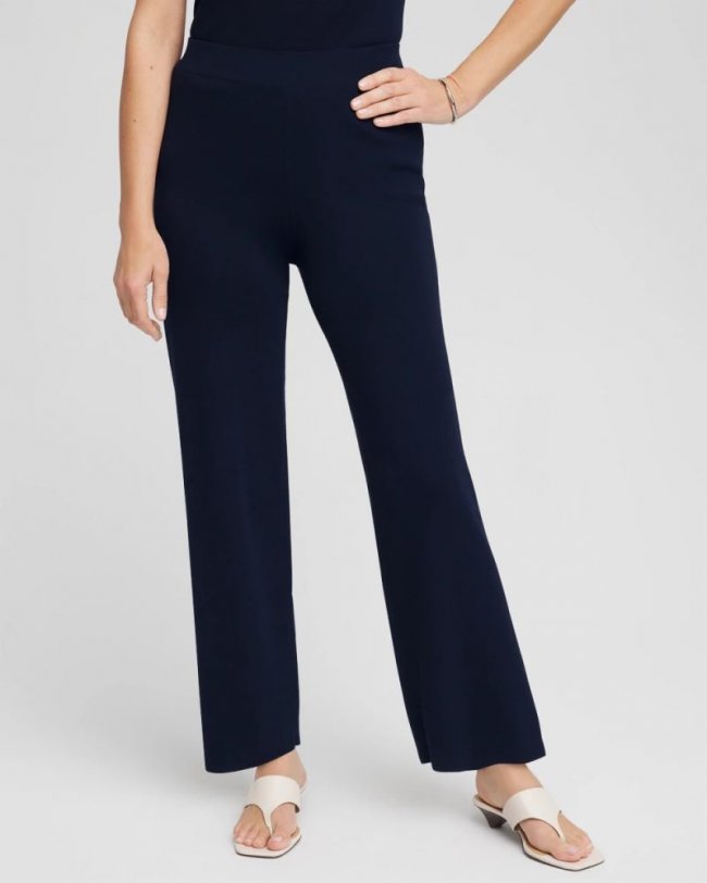 Chicos Travelers™ Sweater Knit Wide-Leg Pants - TRAVELERS INDIA INK