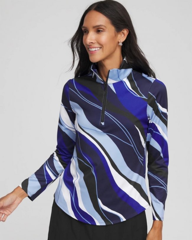 Chicos Zenergy® UPF Voyage Half Zip - CRYSTAL TOPAZ