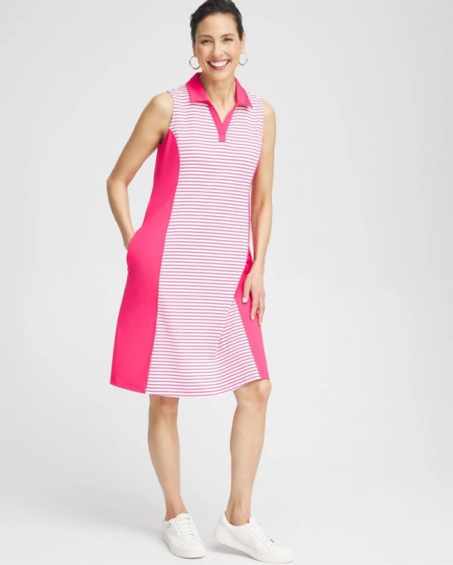 Chicos Zenergy® UPF Block Stripe Dress - PINK BROMELIAD
