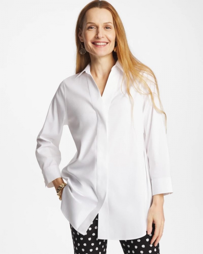 Chicos No Iron Stretch Splitneck Tunic - OPTIC WHITE